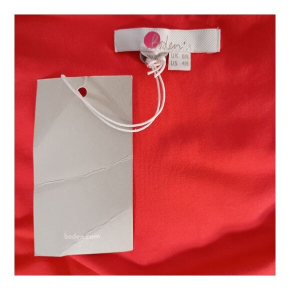 Boden Midi Dress Jersey Knit V-Neck Short Sleeve Red White Women's 4 - Picture 5 of 6